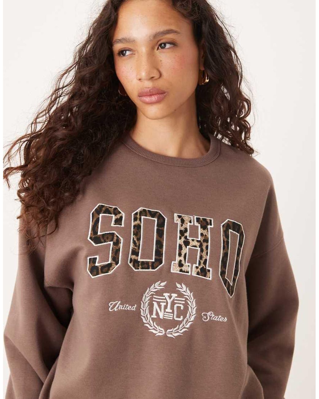 Brave Soul Brown Slogan Crew Neck Sweatshirt