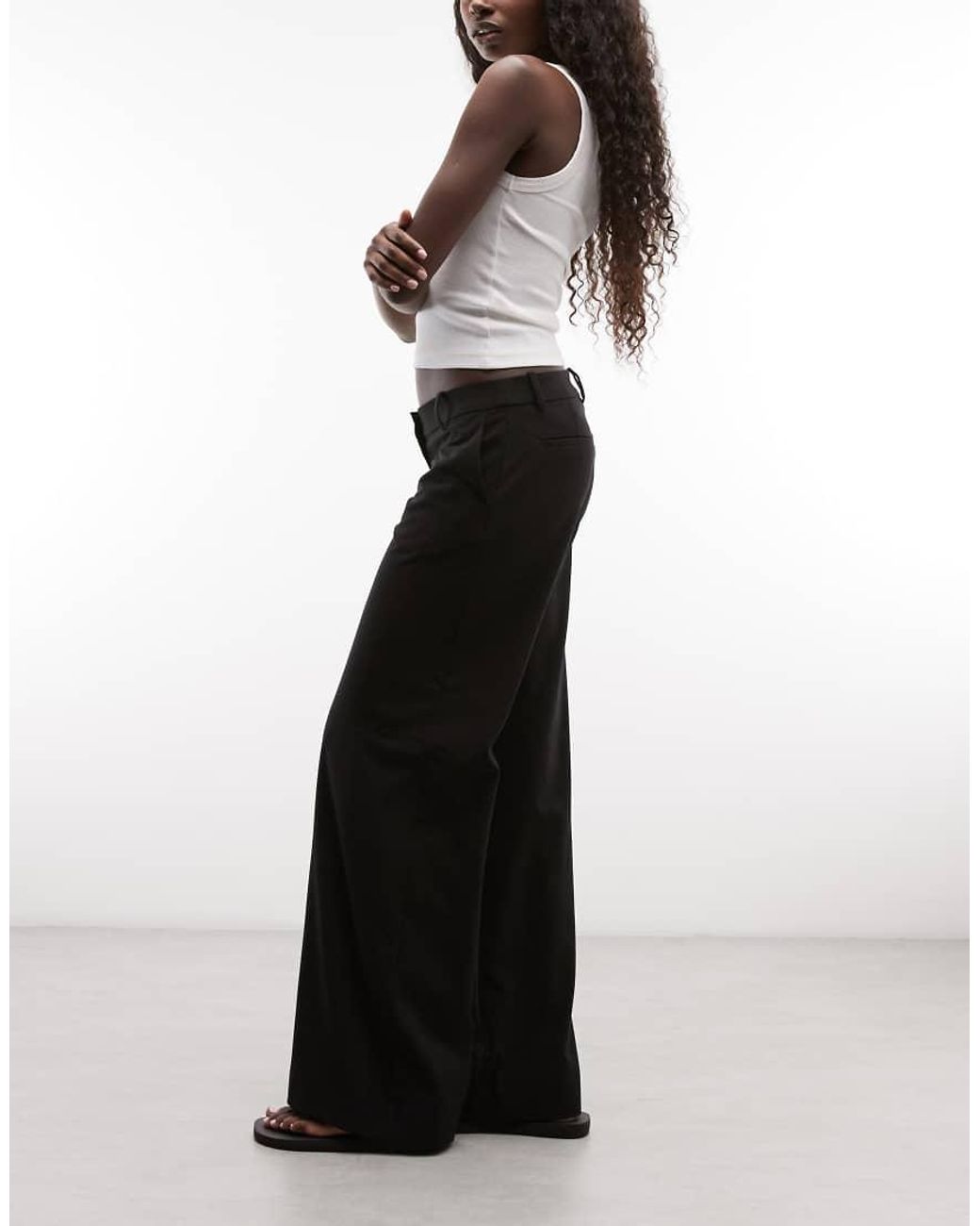 Weekday Black Low Waist Flared Tailored Pants