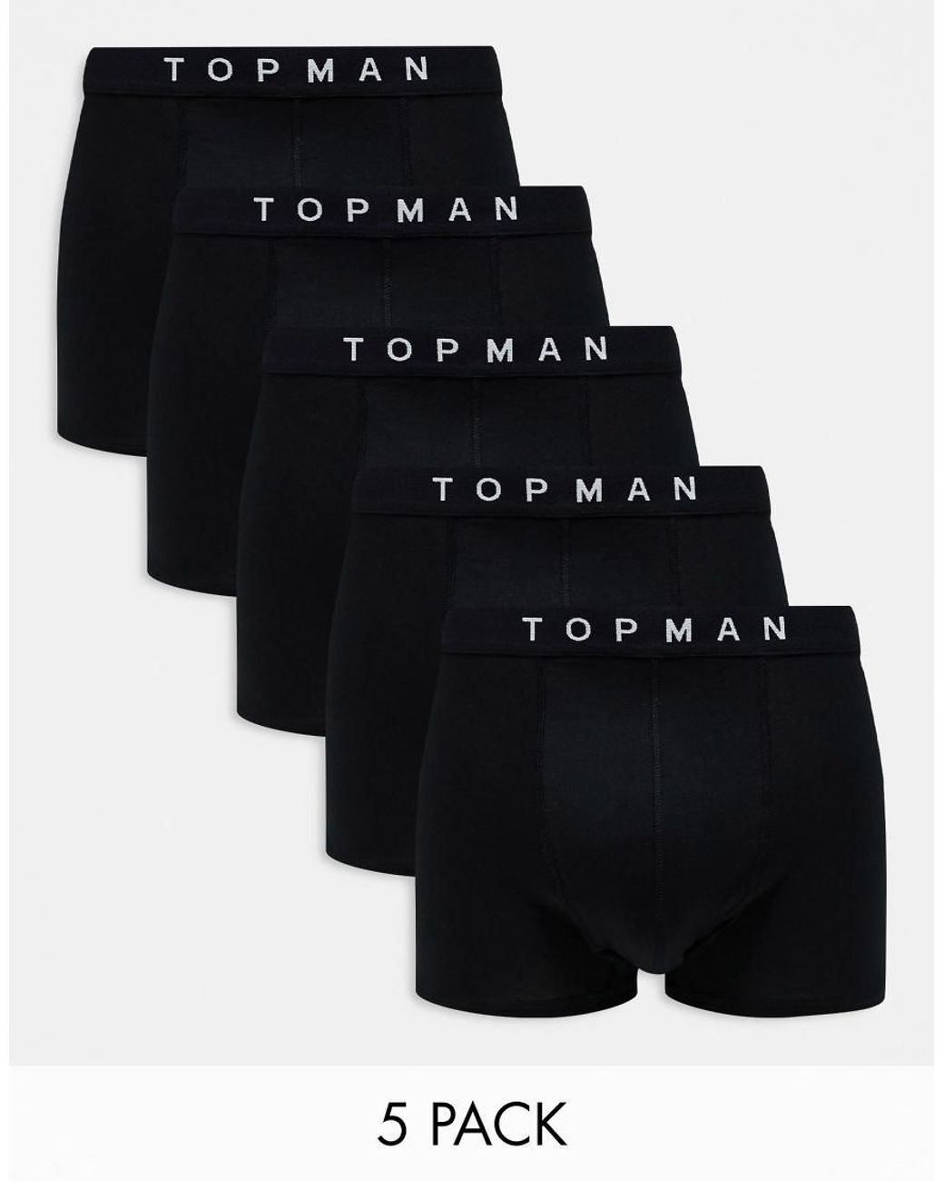 Pack De 5 Calzoncillos Negros Con Cinturilla Negra De Topman de hombre de color Black