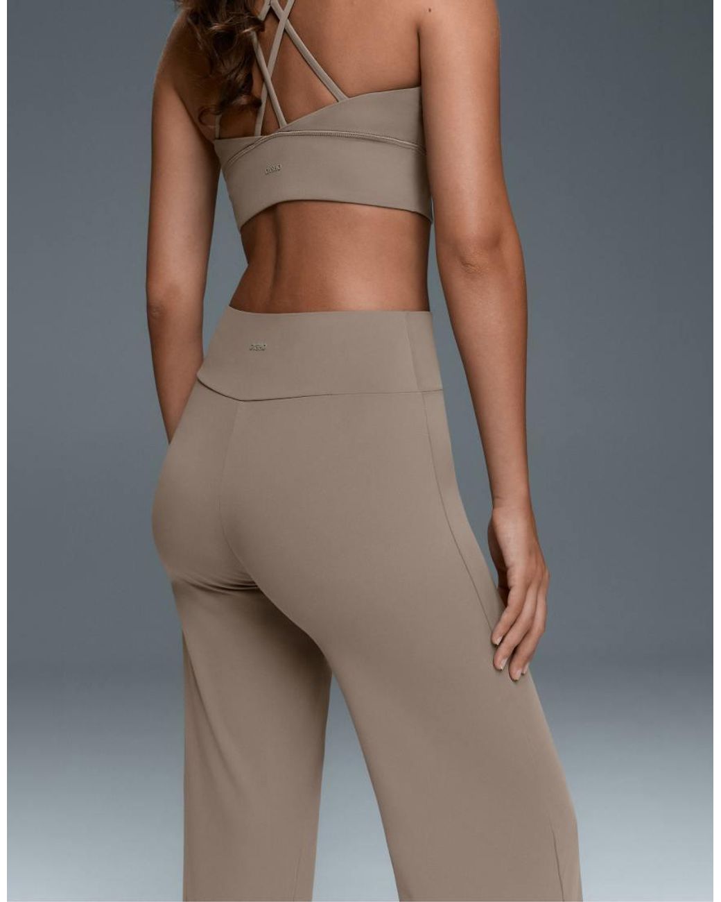 Oysho Brown High-rise Comfortlux Straight-leg Trousers