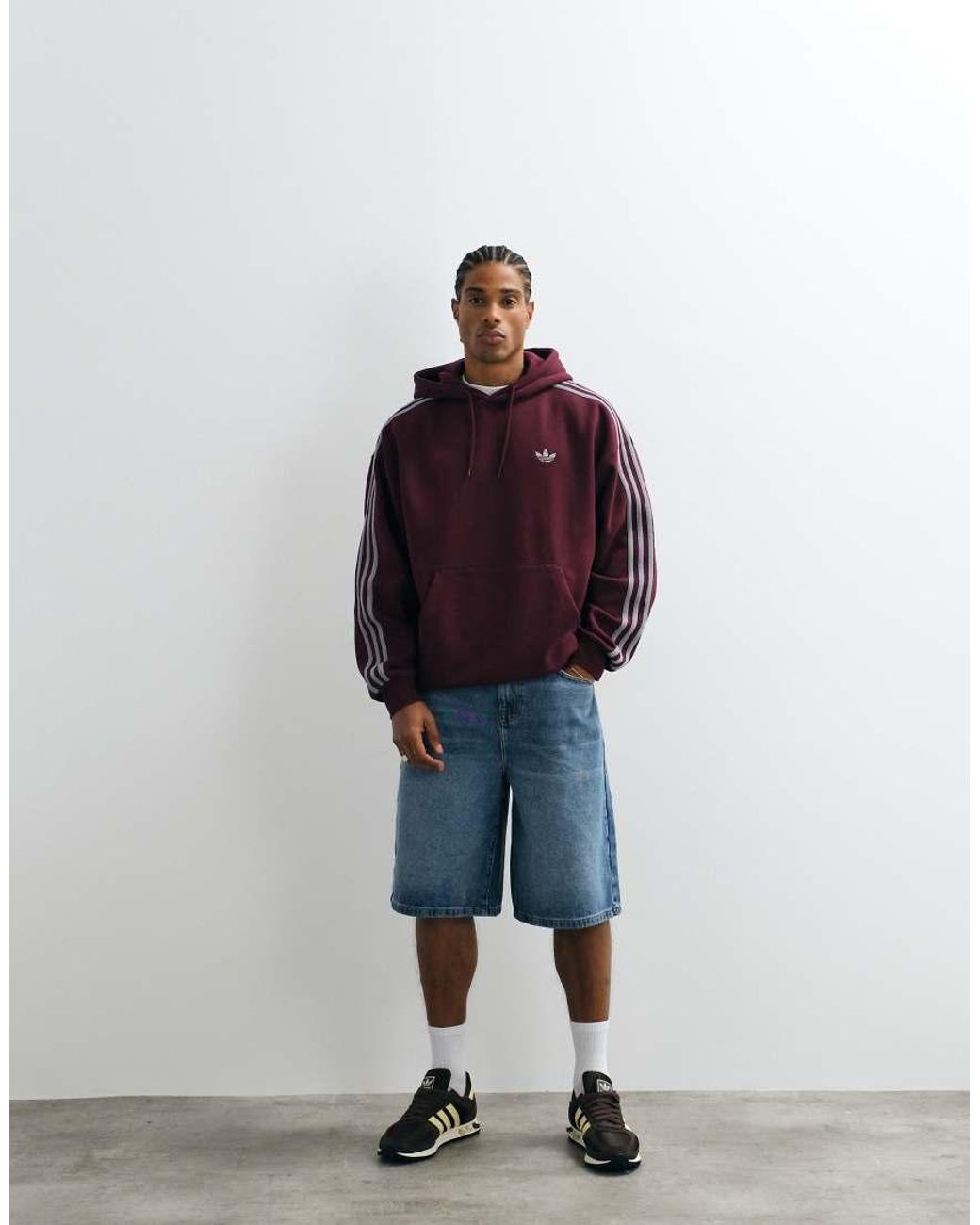 Adidas Originals Red Three Stripe Hoodie for men
