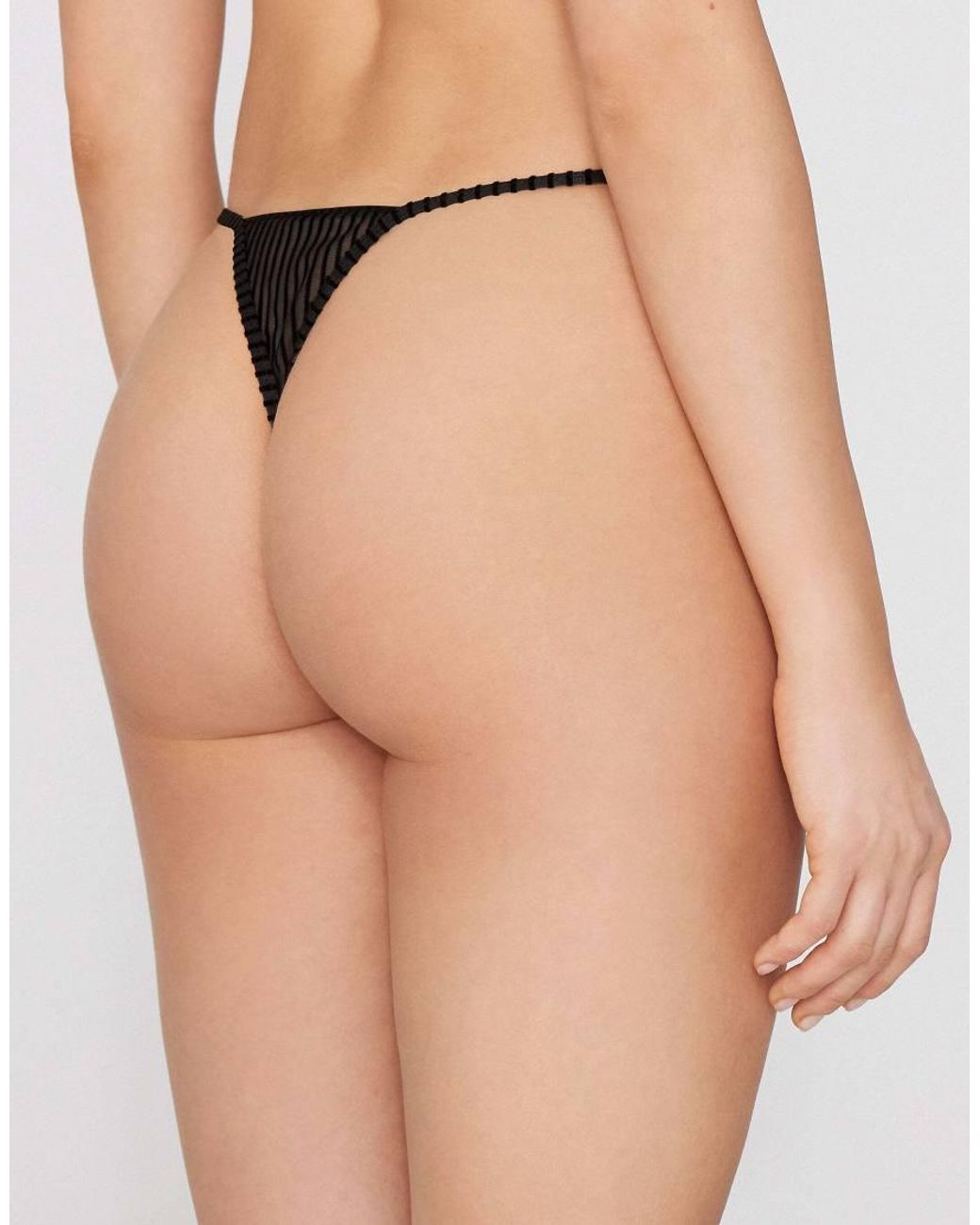 Tezenis Black Glam Rib Tanga Panel G-String