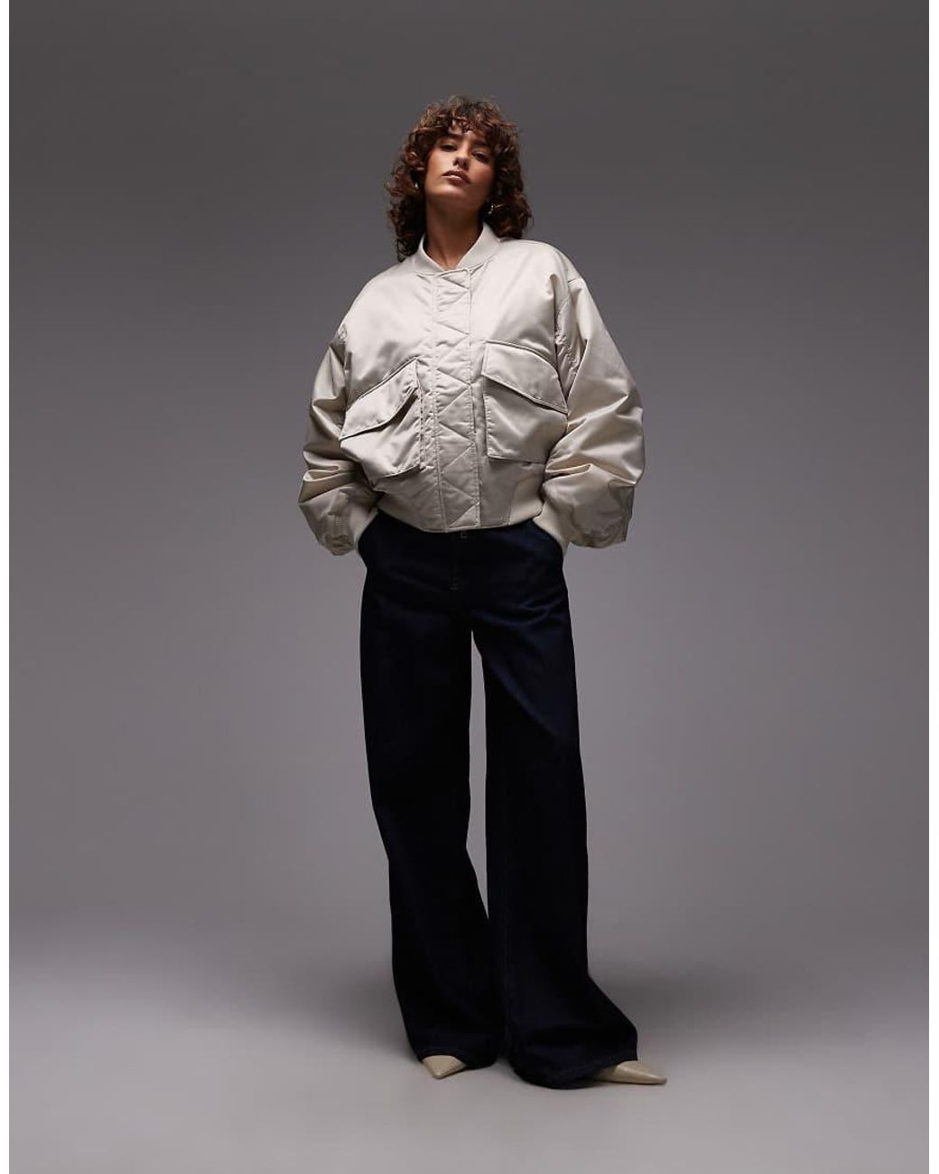 & Other Stories Gray Relaxed Fit Bomber Jacket