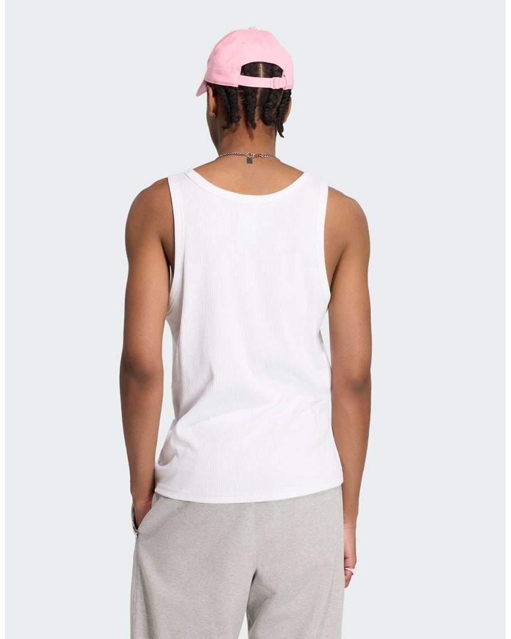 Adidas Originals White Trefoil Essentials Tank Top for men