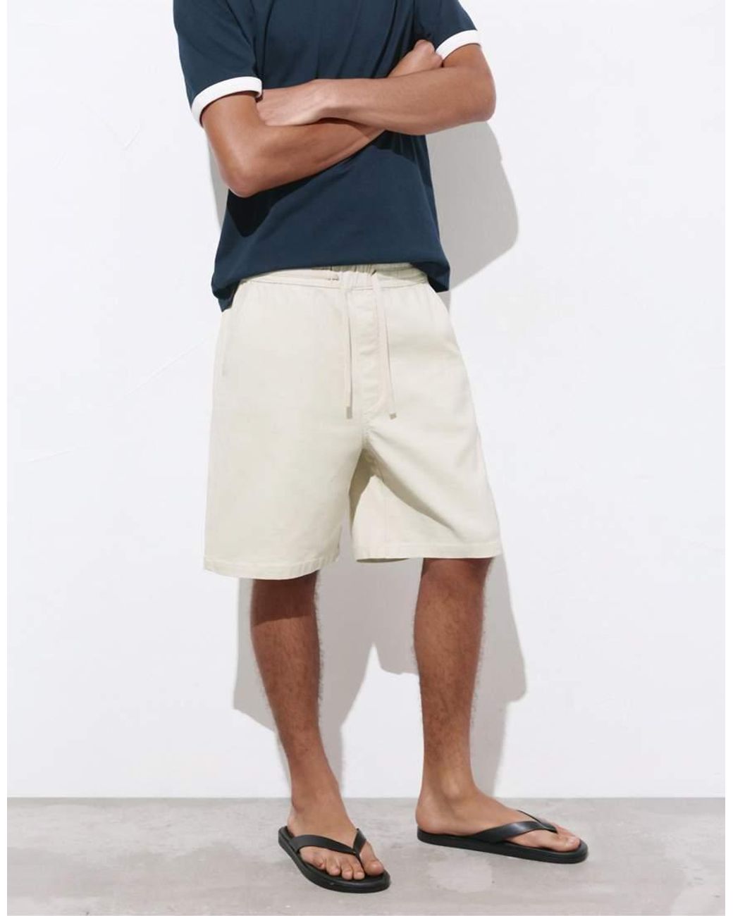 Pull&Bear Blue Bermuda Shorts With Elastic Waistband for men