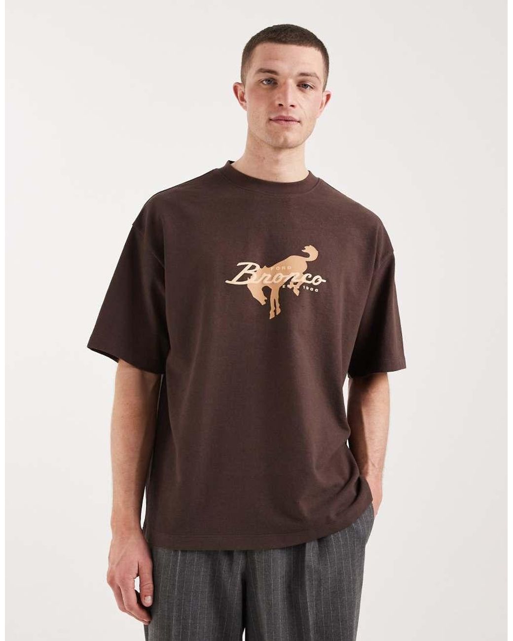 ASOS Brown Oversized Tee With Ford Print for men