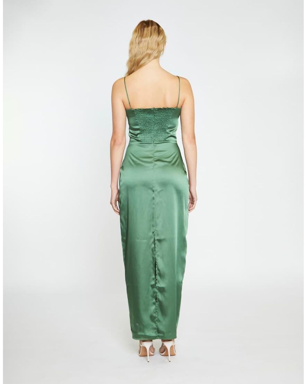 NARRATED Green Spaghetti Strap Midi Dress