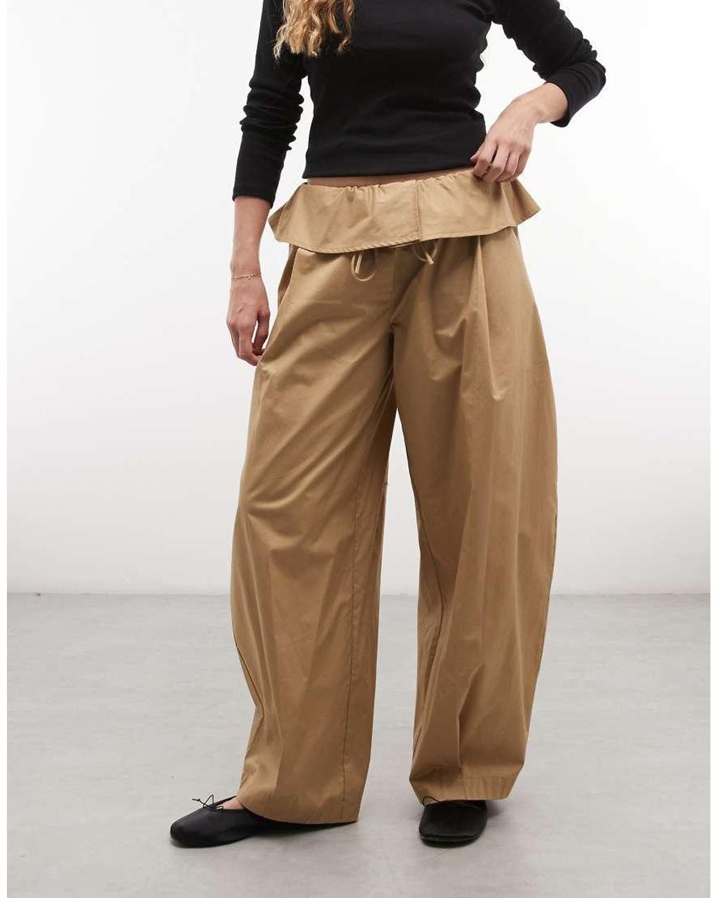 ASOS Natural Foldover Waist Detail Pants