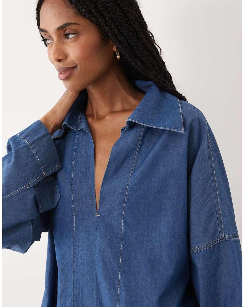 ARKET Blue Long Sleeve Denim Sailor Shirt