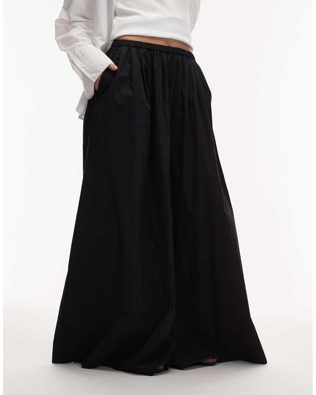 ASOS Black Cotton Nylon Super Wide Leg Trousers