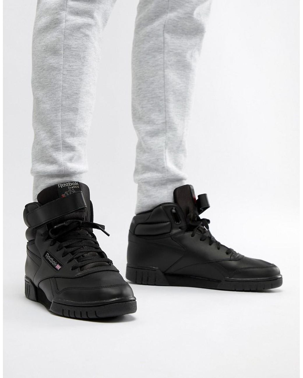 Reebok Ex O Fit Hi Top Sneakers In Black 3478 for Men | Lyst