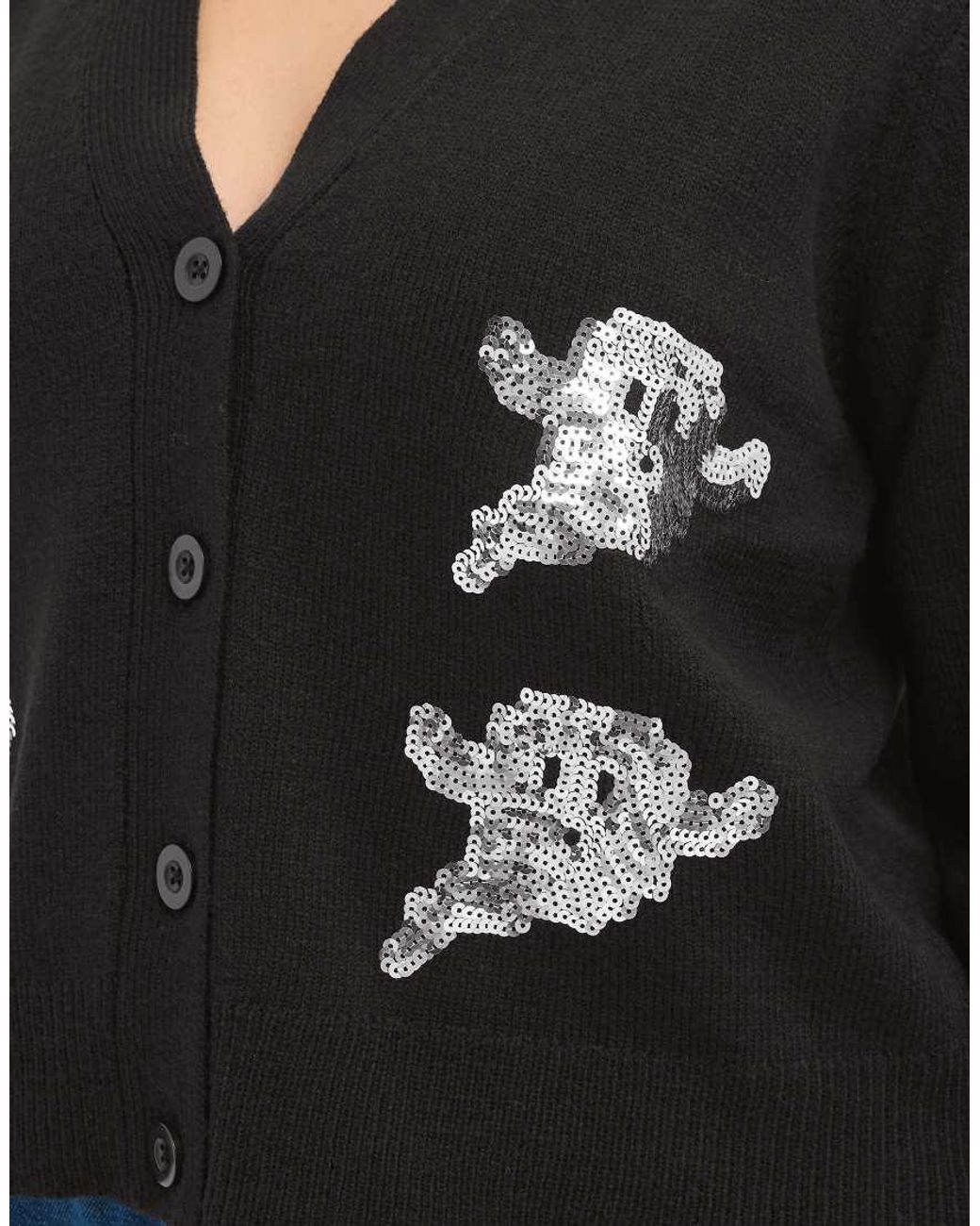 Yours Clothing Black Sequin Ghost Knitted Cardigan