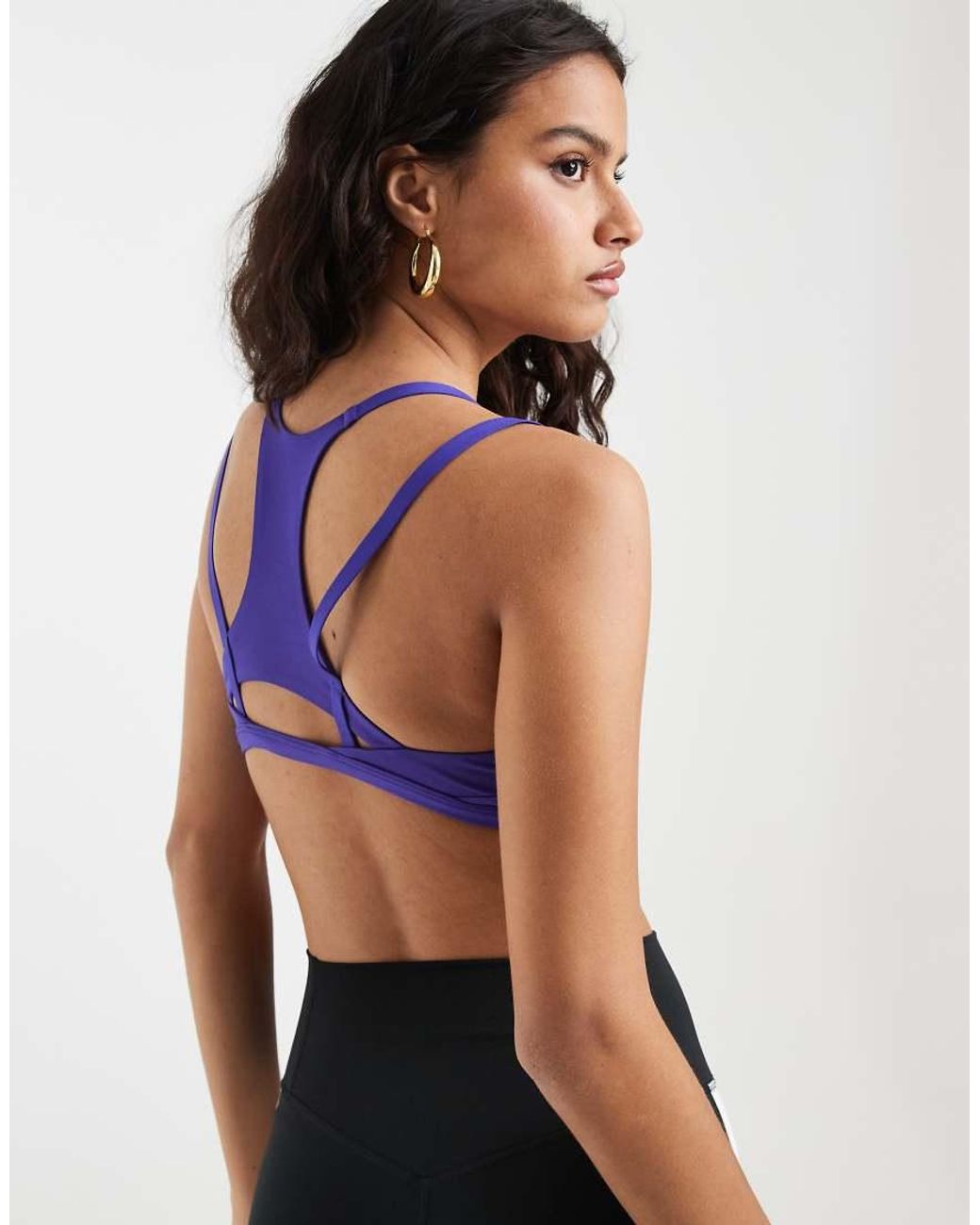 Adidas Originals Blue Adidas Training Optime Light Support Strappy Sports Bra
