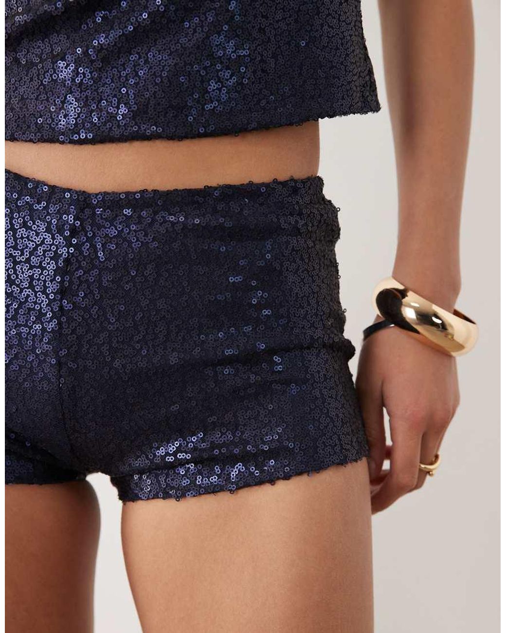 Motel Blue Co-ord Erna Sequin Shorts