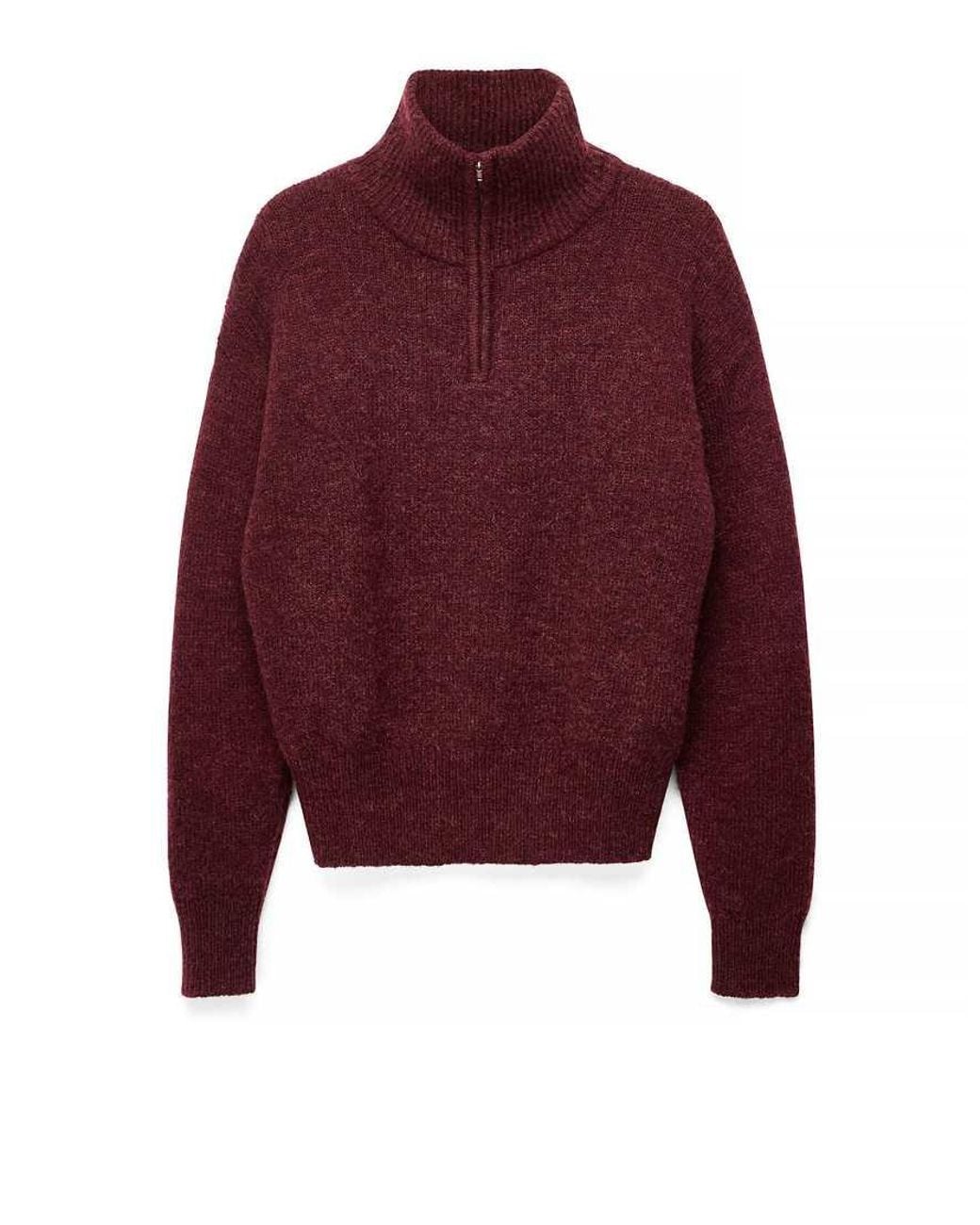 NA-KD Red Wool Blend Zipper Sweater