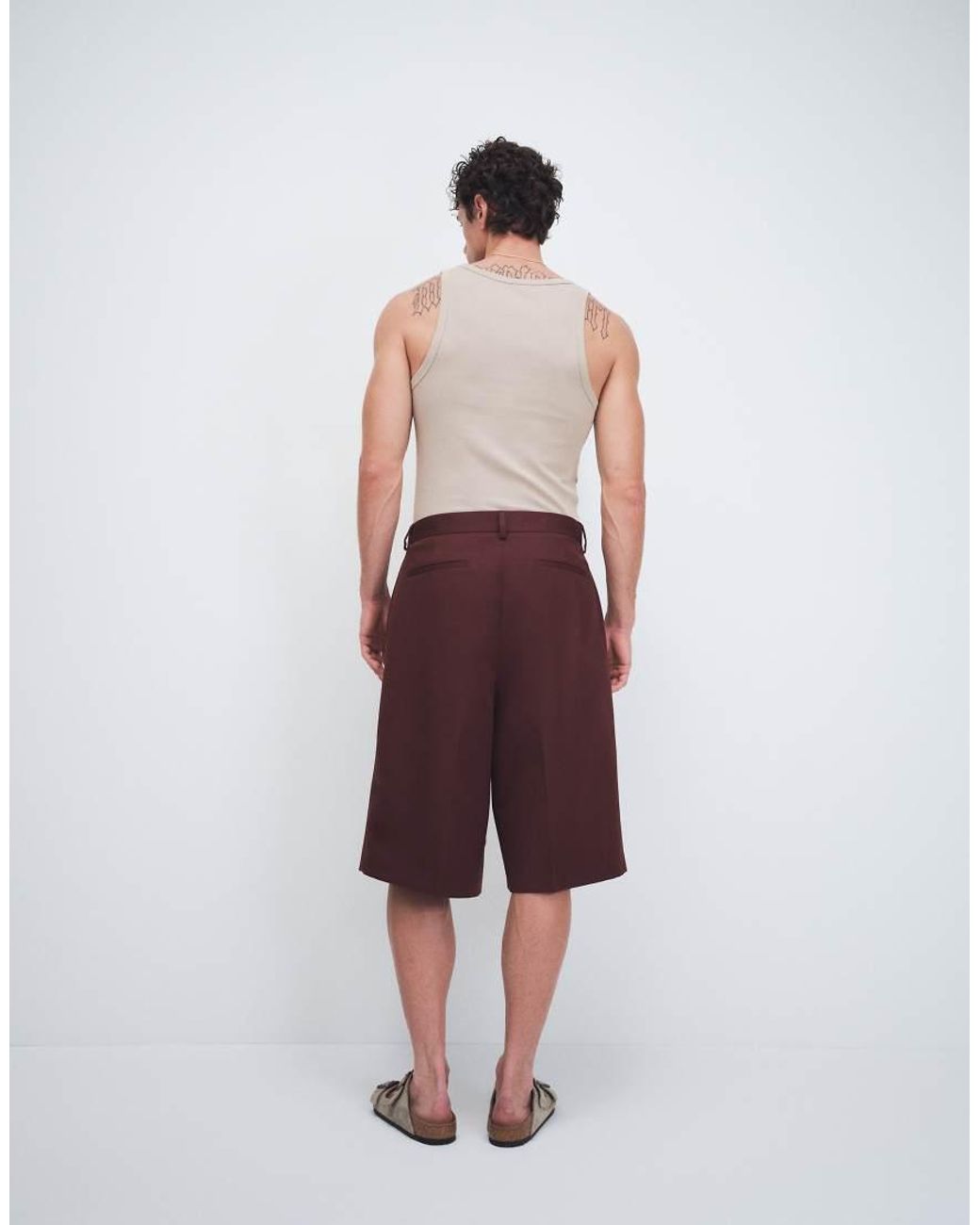 ASOS White Tailo Pleated Oversized Bermuda Shorts for men