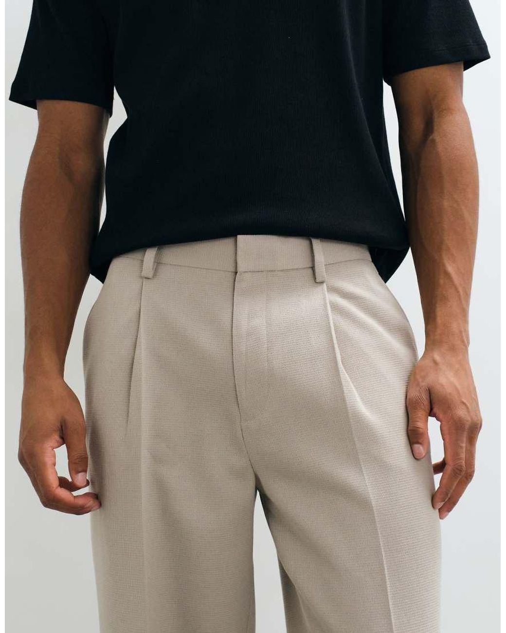 ASOS Blue Tailored Pleated Oversized Tapered Trousers for men