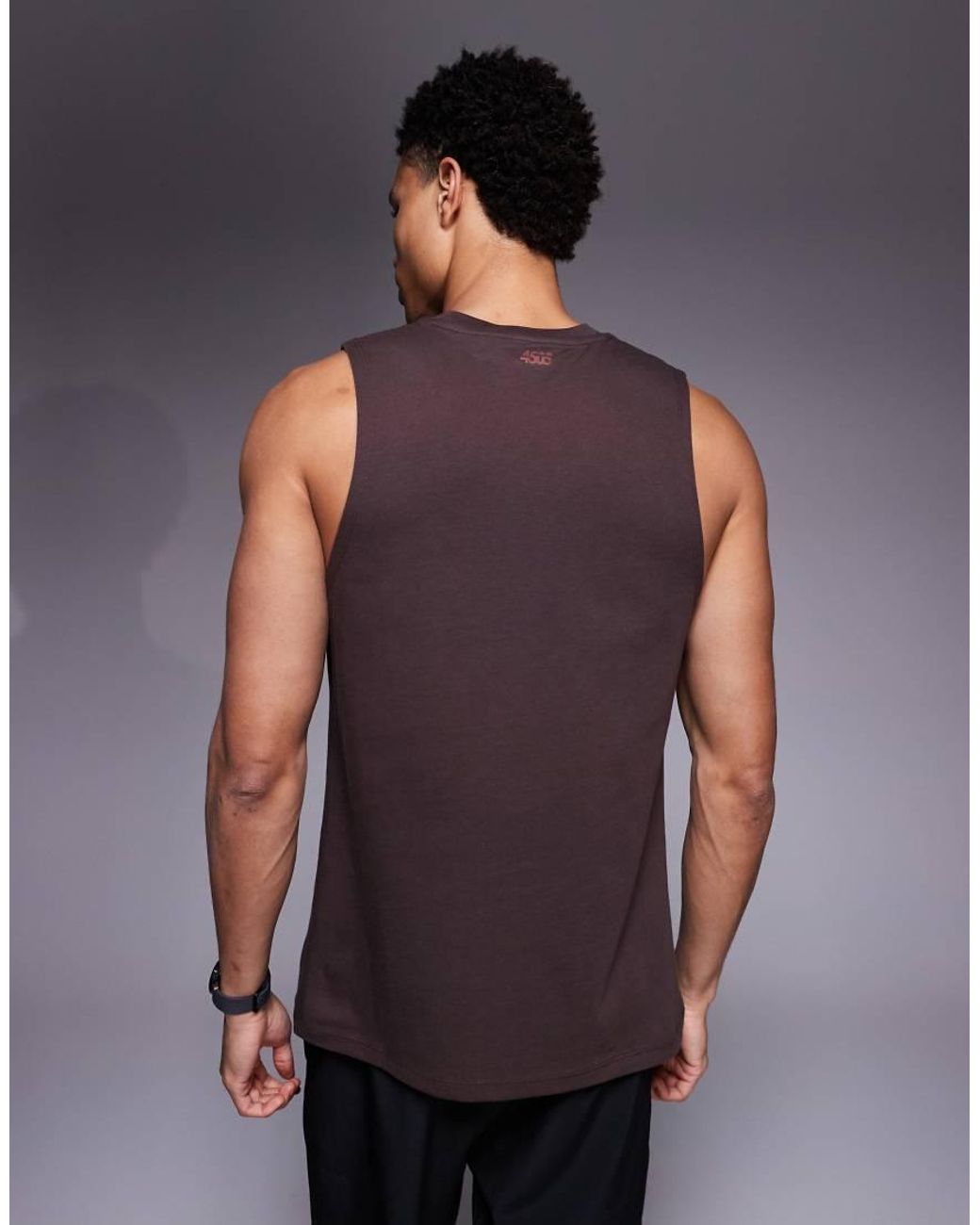 4505 Gray Icon Drop Armhole Cotton Training Vest With Quick Dry Finish for men