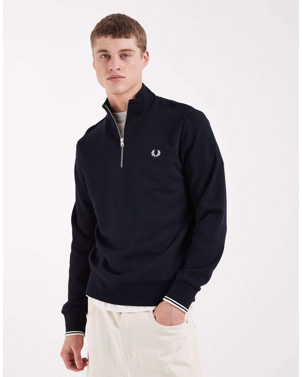Sweat à demi-fermeture éclair Fred Perry pour homme en coloris Blue
