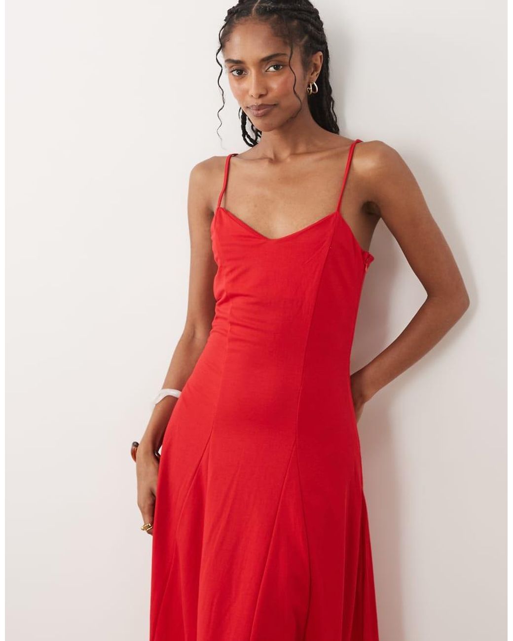 Mango Red Strappy Cami Maxi Dress