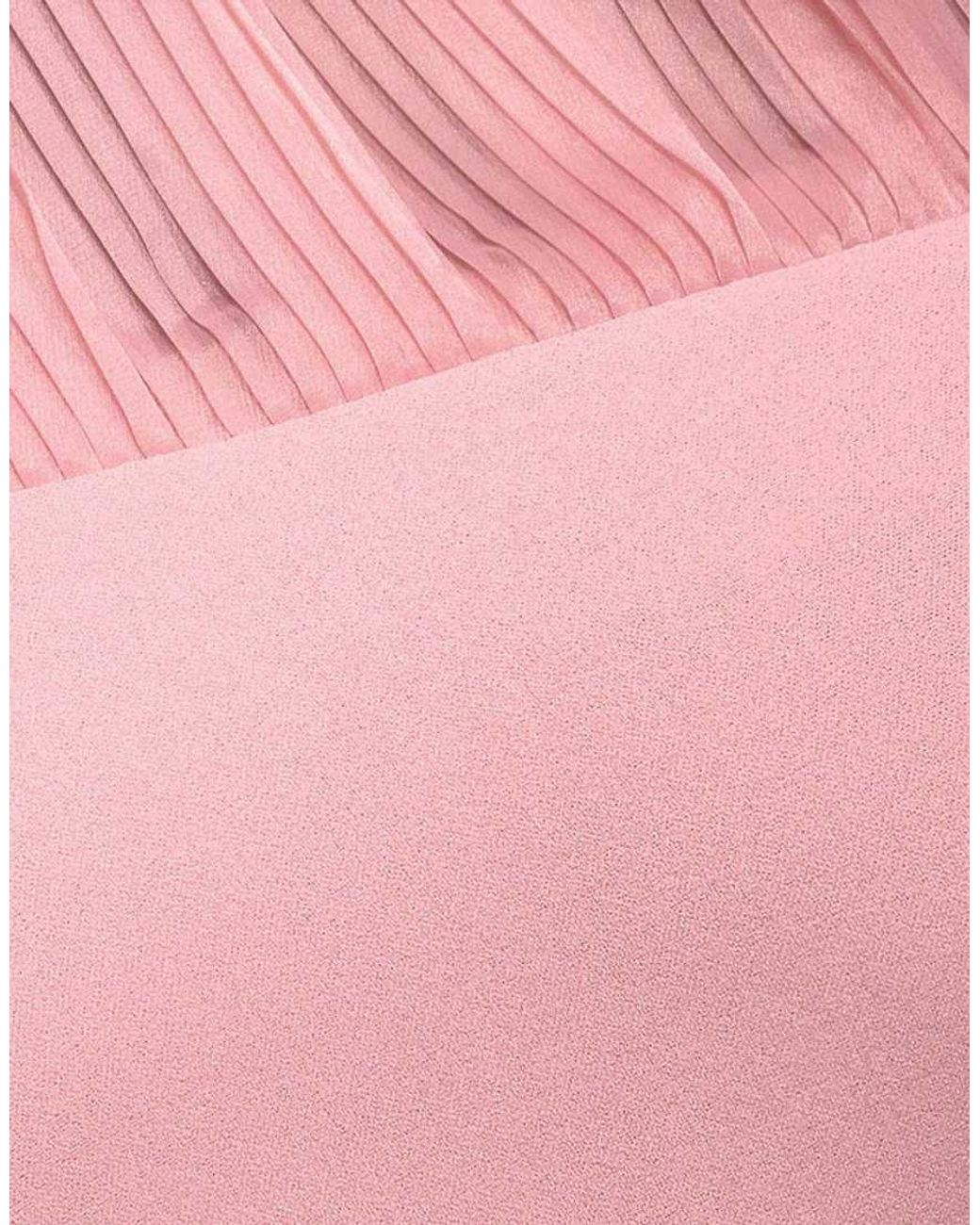 Goddiva Pink One Shoulder Organza Frill Pleated Mermaid Maxi Dress