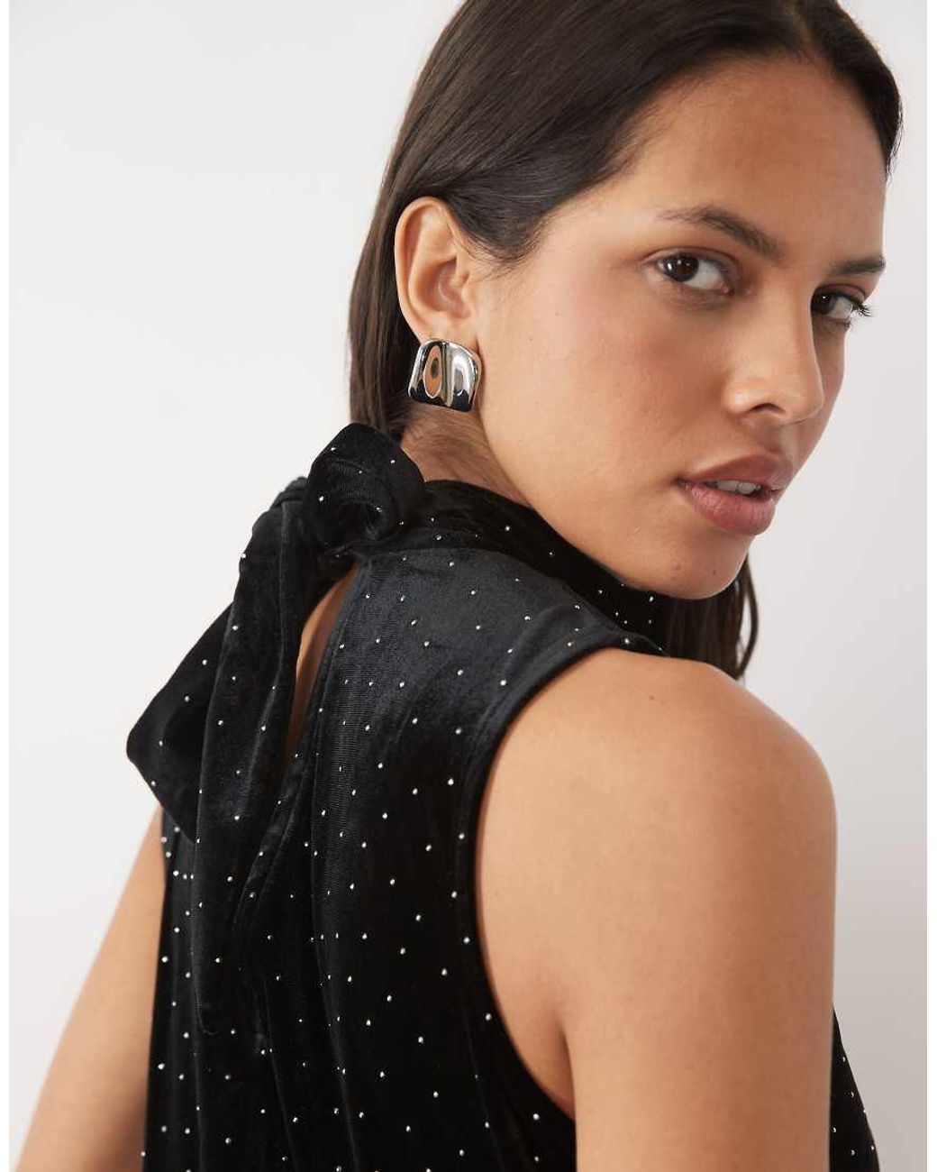 New Look Black Velvet Hotfix Mini Shift Dress