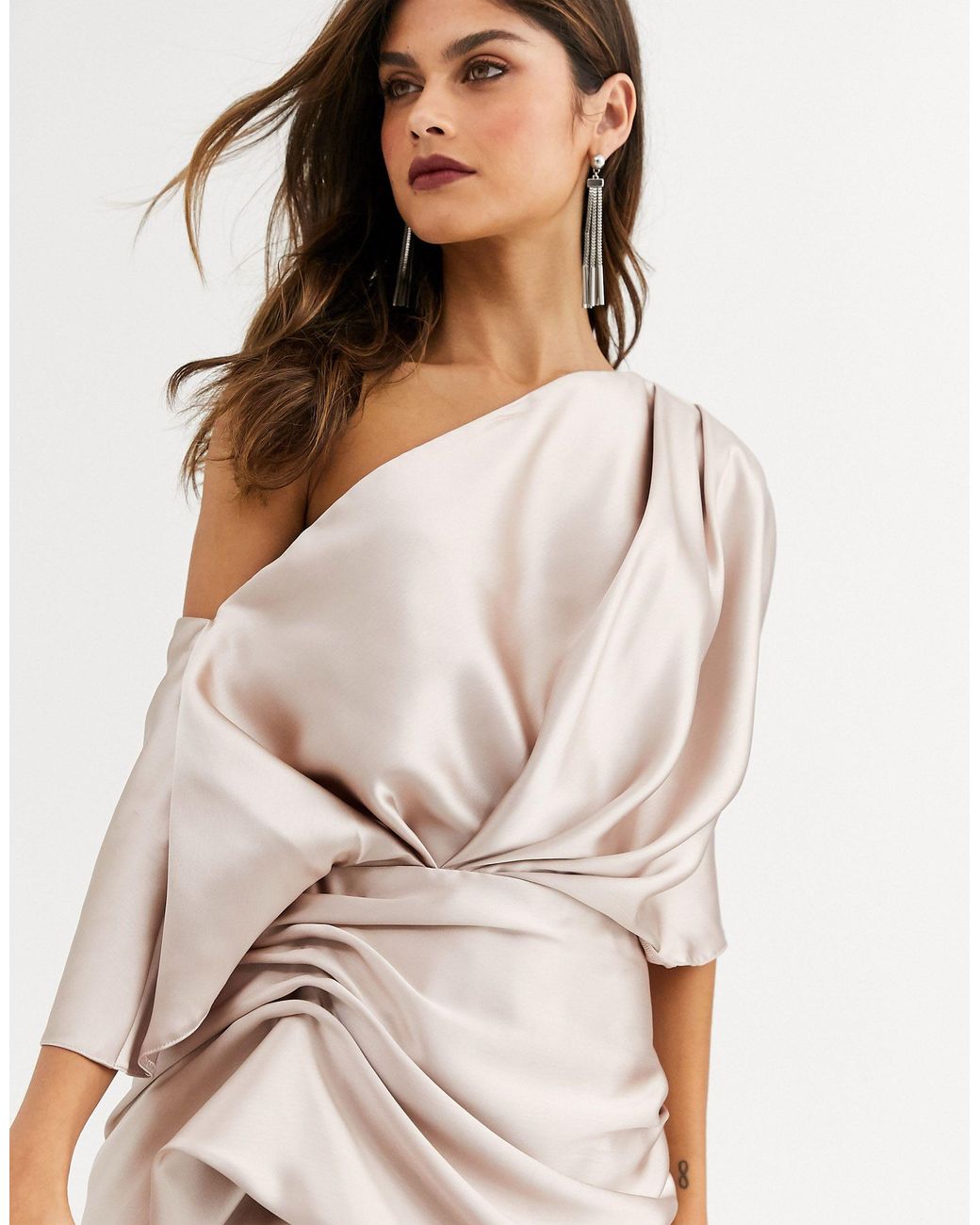 asos edition drape asymmetric linen midi dress