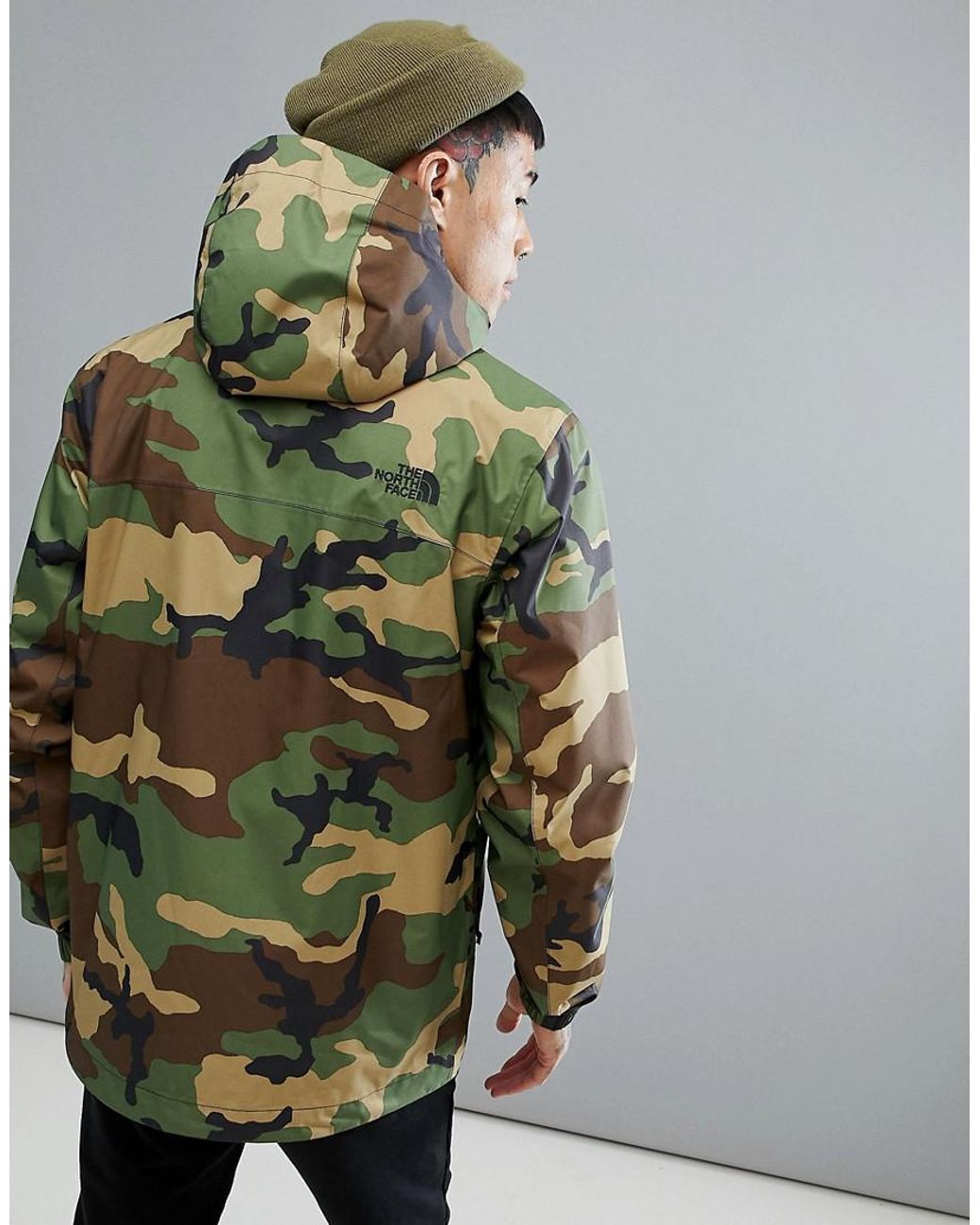 The North Face Millerton Jacket Hooded Waterproof In Green Camo Print for  Men | Lyst