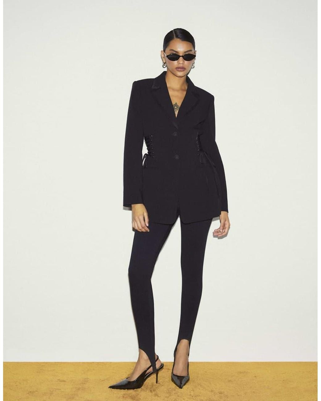 River Island Blue Lace Up Tuxedo Blazer Dress
