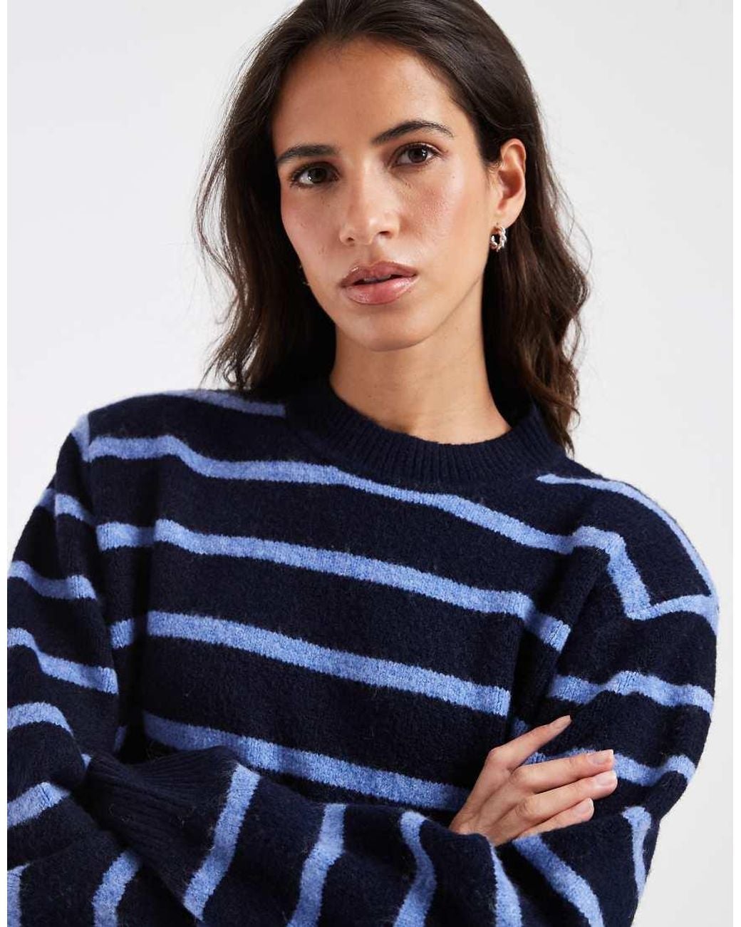 ASOS Blue Drop Shoulder Pad Longline Jumper