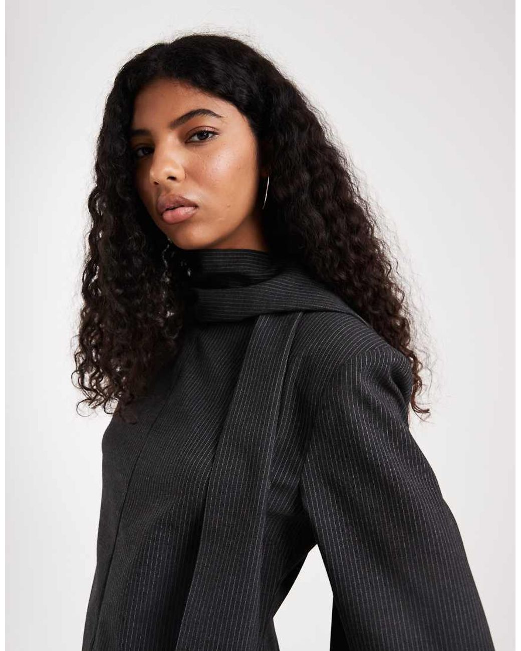 ASOS Black Tailored Mini Dress With Scarf Detail