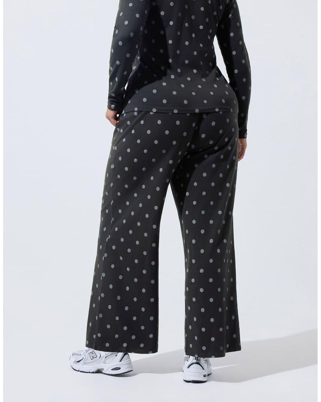 Yours Clothing Black Polka Dot Wide Leg Trousers