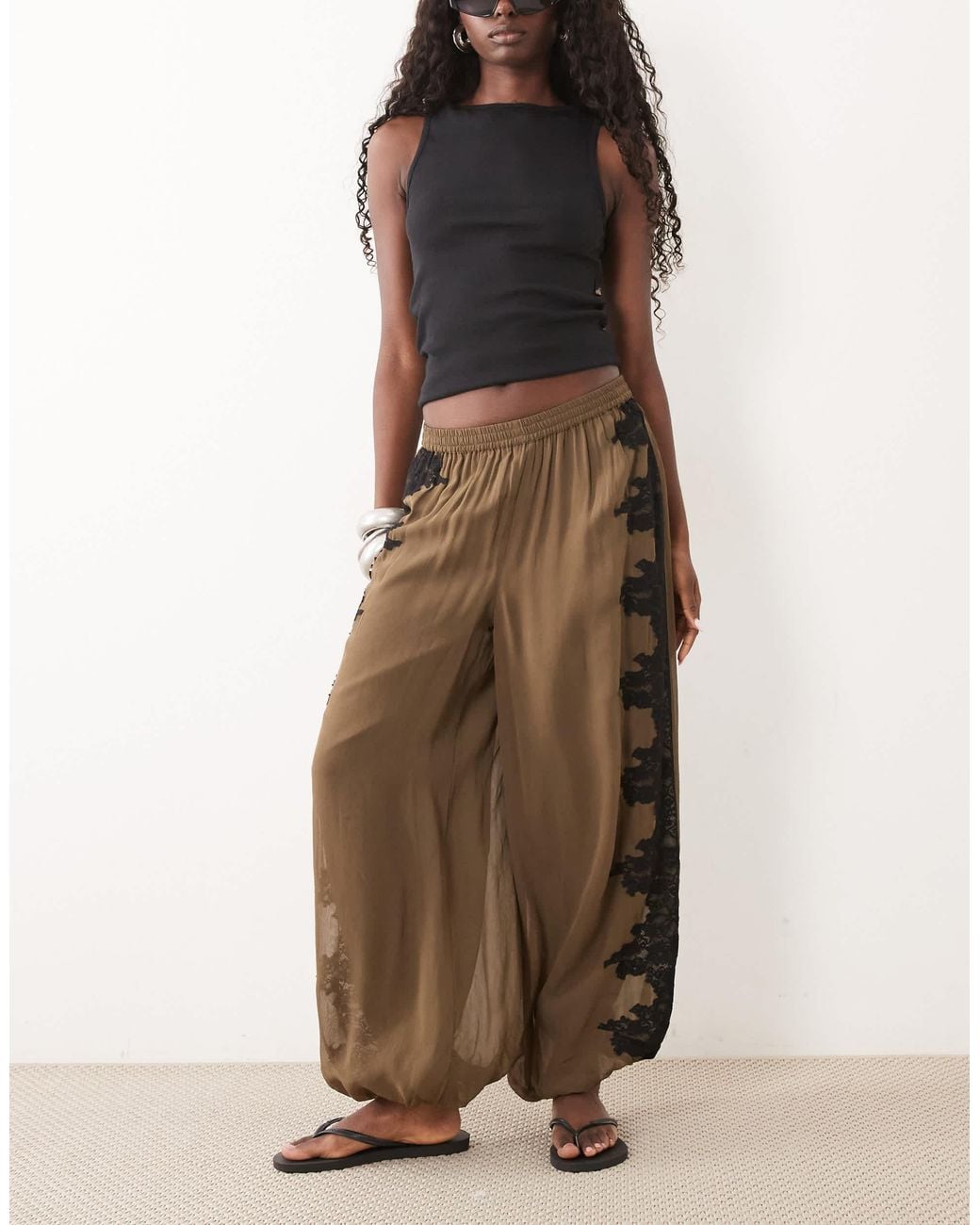 ASOS Brown Lace Insert Trousers