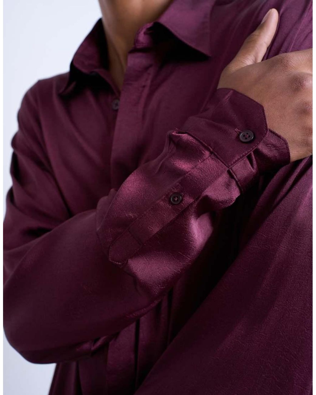 Topman Purple Oversized Fit Sateen Shirt for men