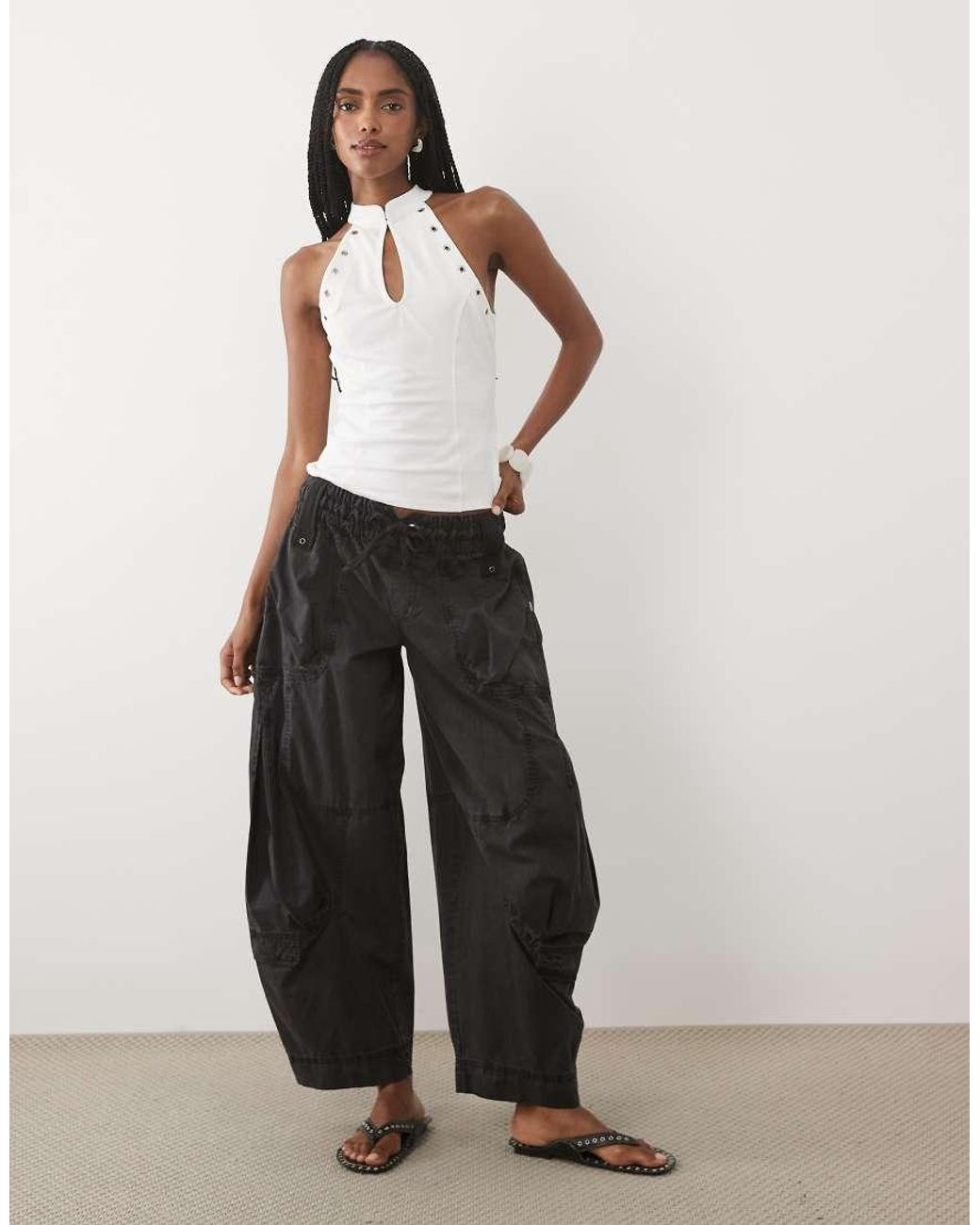 ASOS White Stand Up Collar With Keyhole Top
