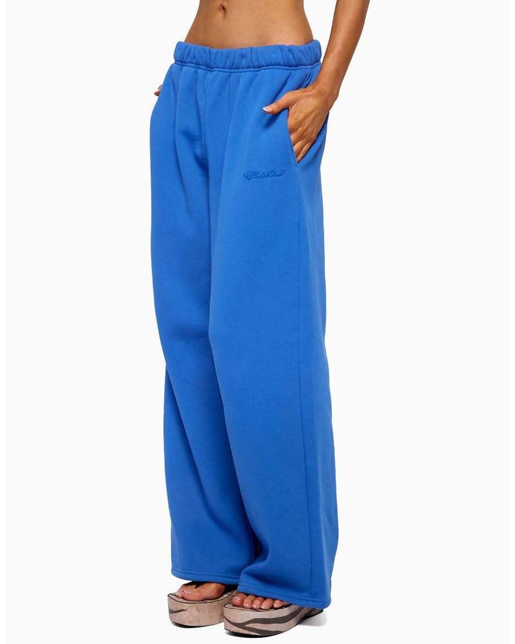 Edikted Blue Basic Girl Wide Leg Sweatpants