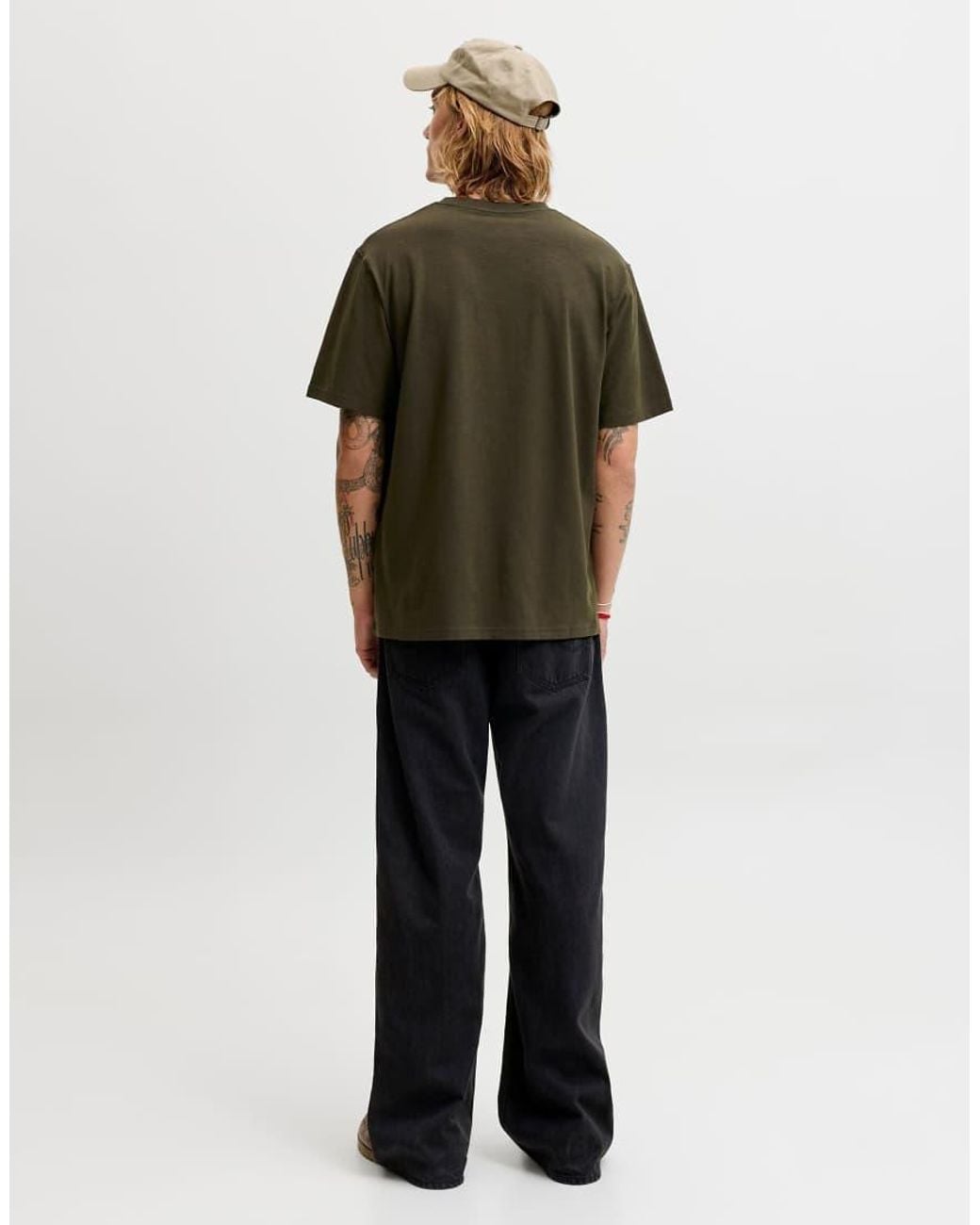Jack & Jones Green Dover Relaxed Fit Crew Neck Short Sleeve T-Shirt for men