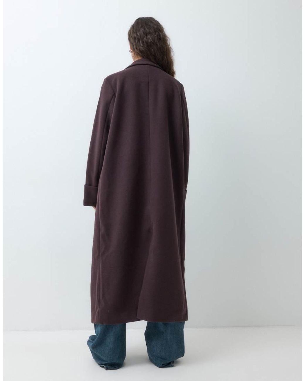 Noisy May Blue Wool Look Maxi Overcoat