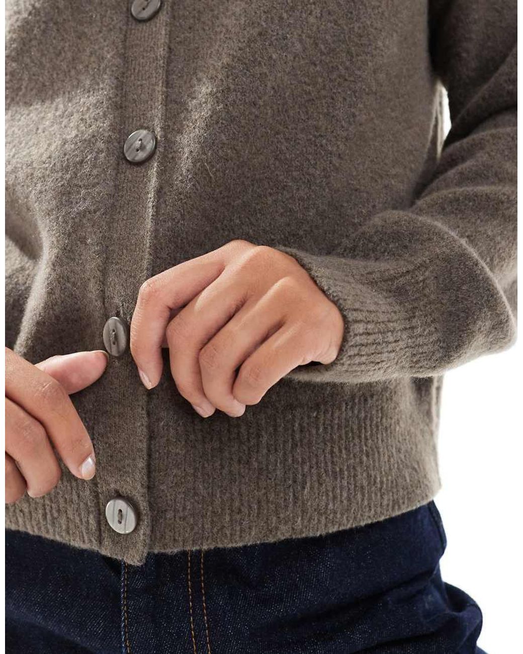 New Look Gray Crew Neck Cardigan