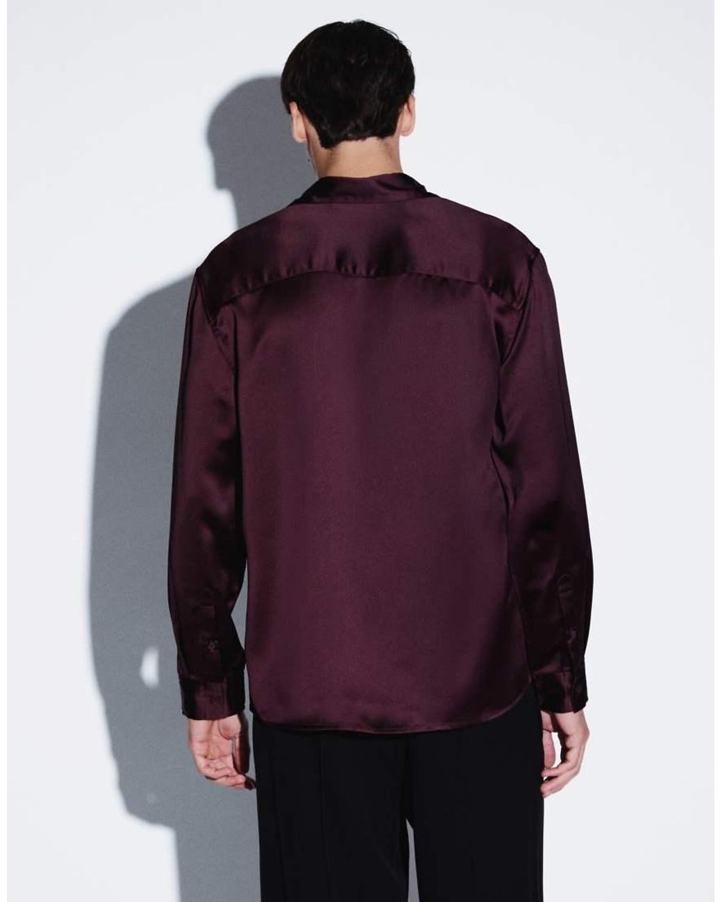 ASOS Black Relaxed Satin Shirt for men