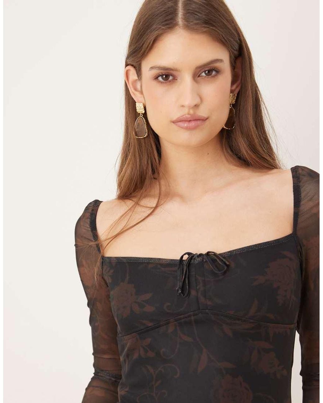 Motel Natural Modena Long Sleeve Mini Dress
