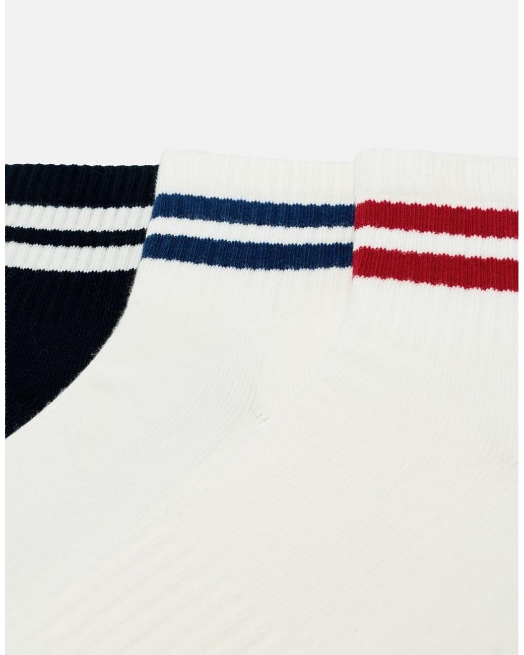Pull&Bear White Pack Of 3 Pairs Of Striped Socks for men