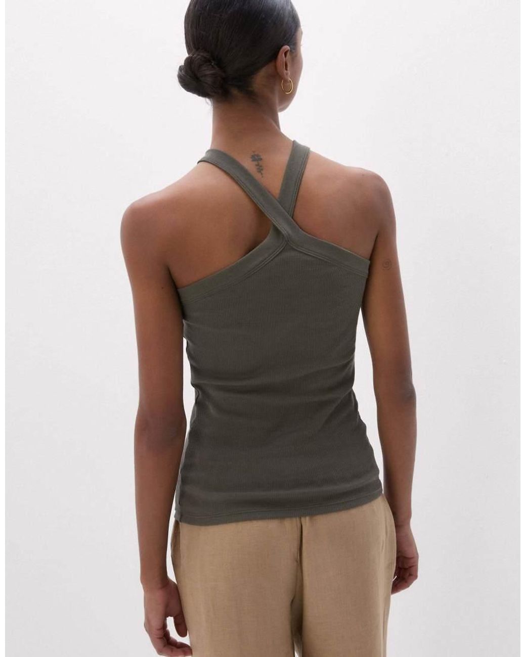 Intimissimi Green Ribbed Superior Cotton Crossover Cami