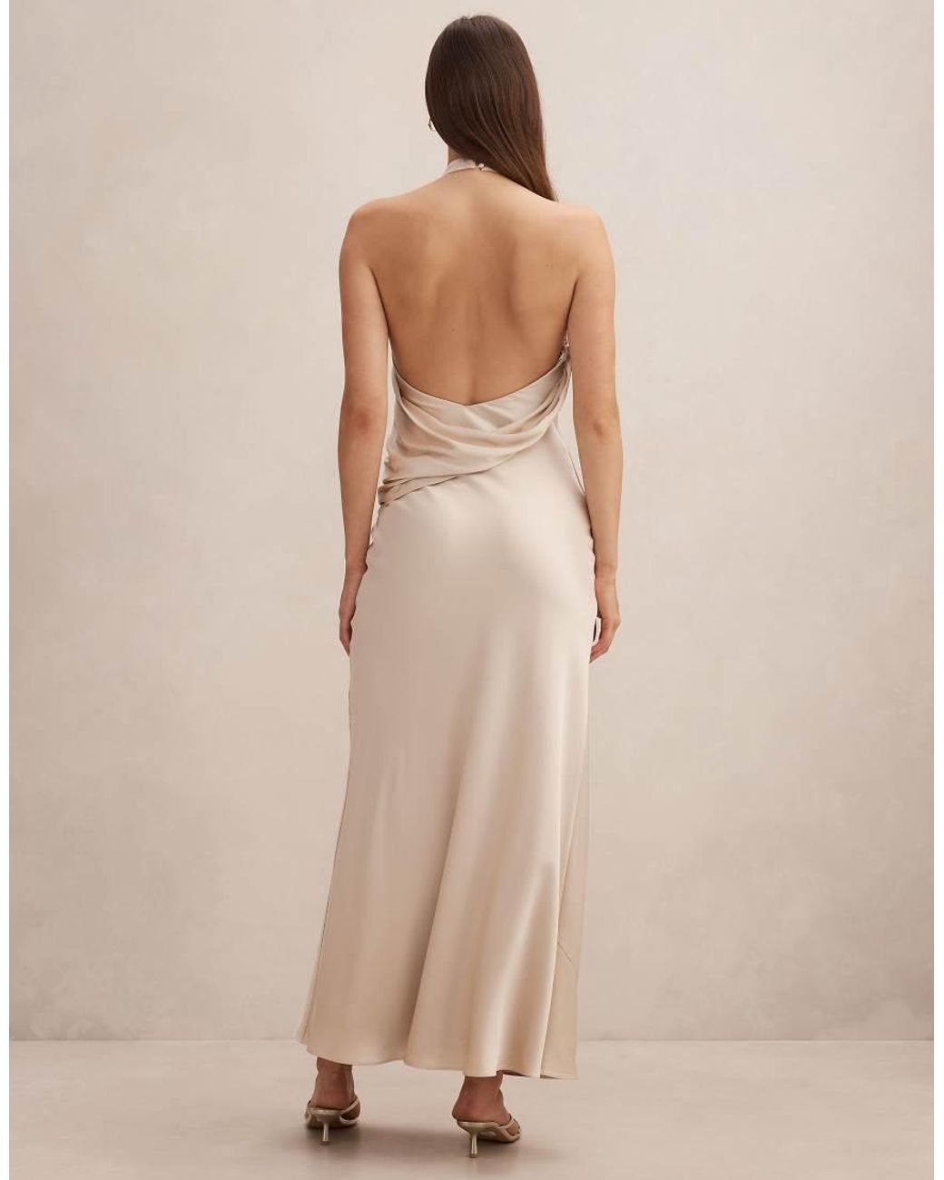 Forever New Natural High Neck Drape Maxi Dress