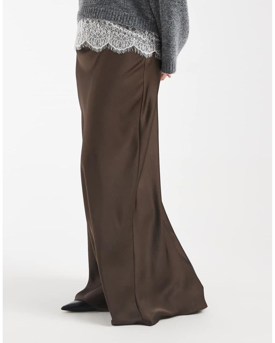 Vero Moda Gray Satin Maxi Skirt