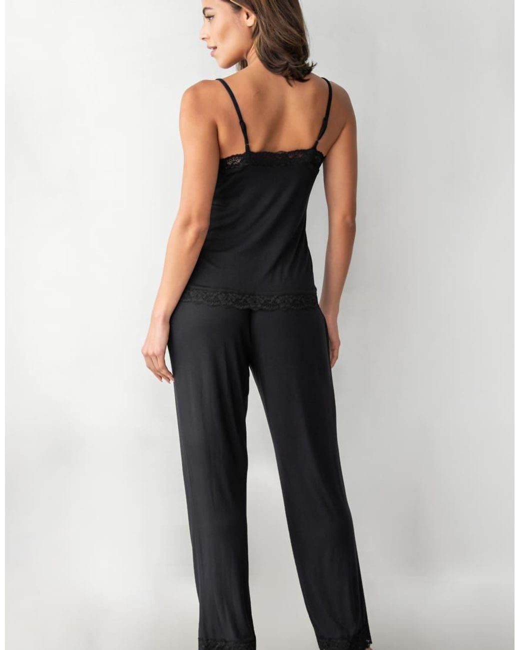 Pour Moi Black Sofa Loves Lace Soft Jersey Trouser