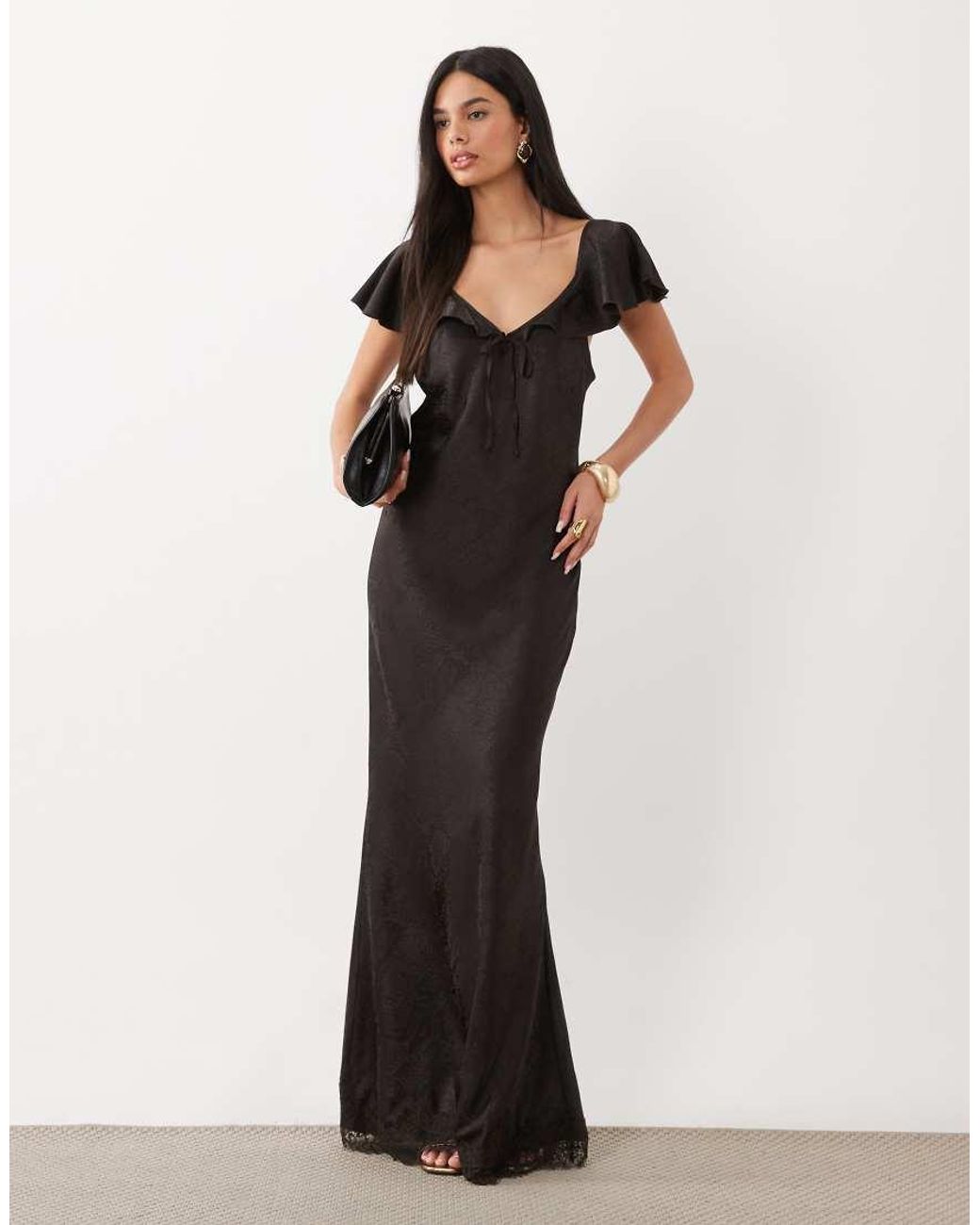 Vero Moda Brown Sleeveless Tie Detail Maxi Dress With Lace