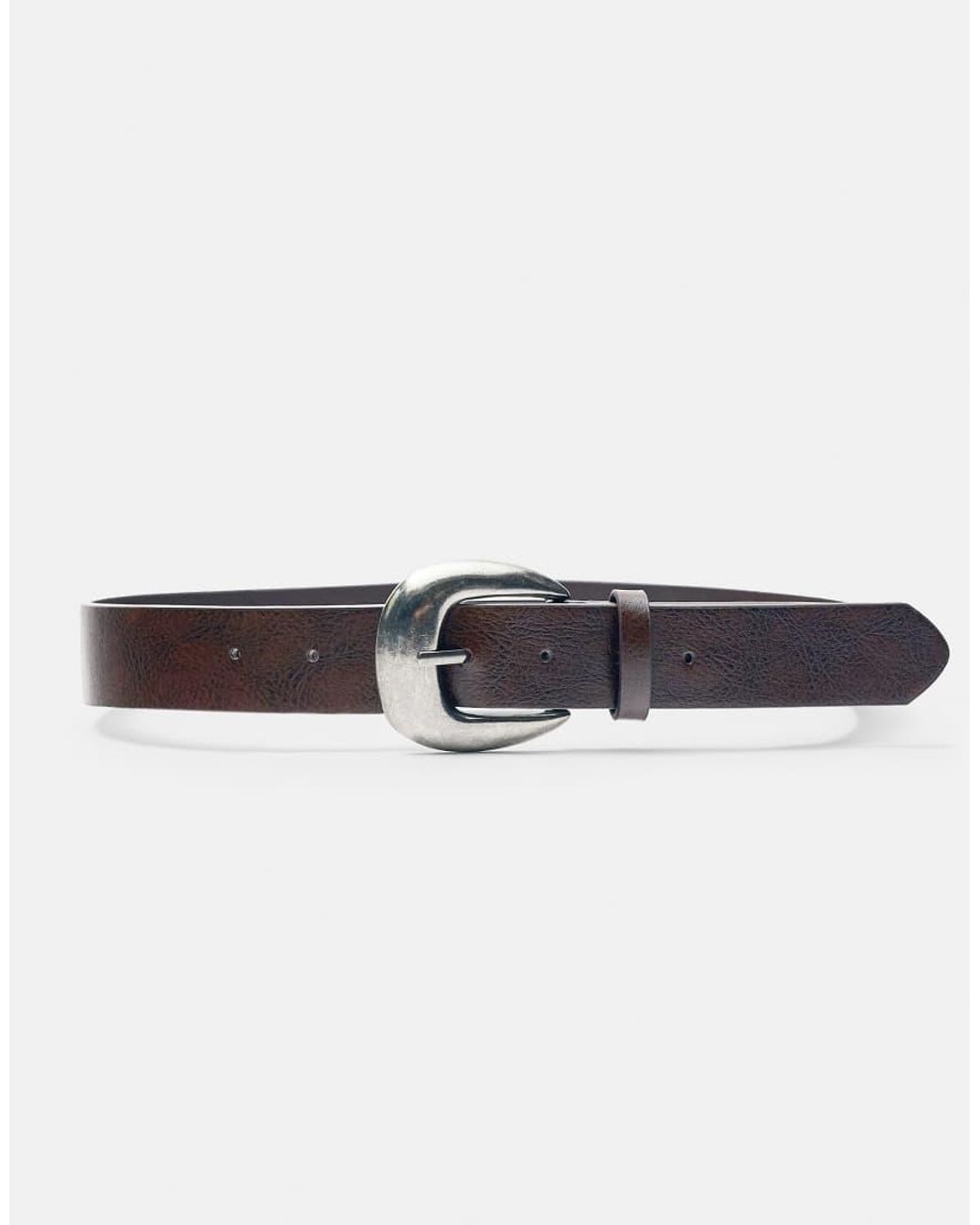 Pull&Bear Blue Leather Effect Belt With Large Buckle