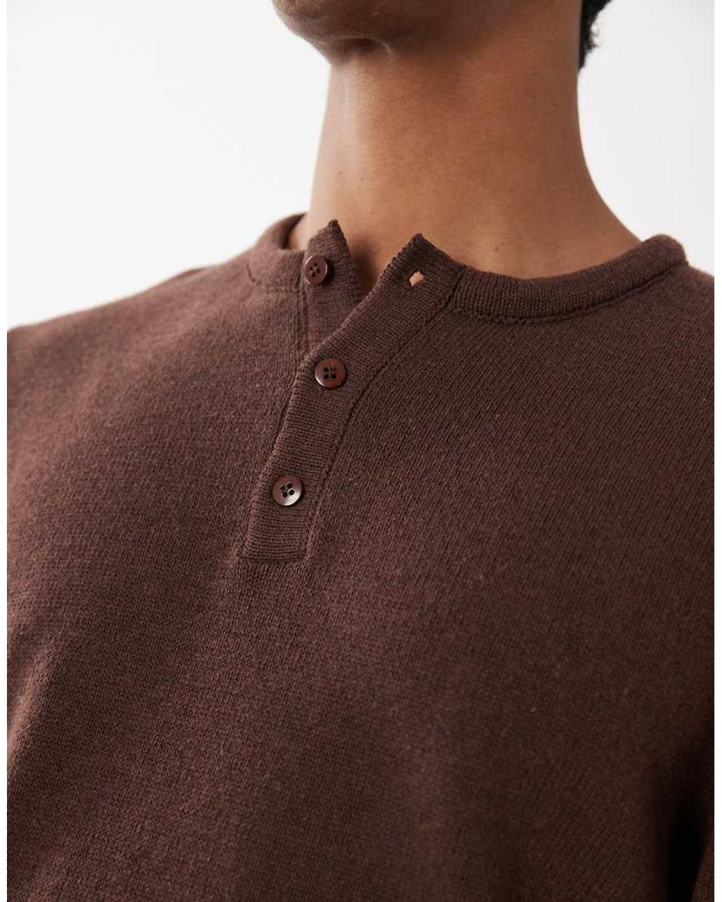 ASOS Brown Knitted Co-Ord Henley for men
