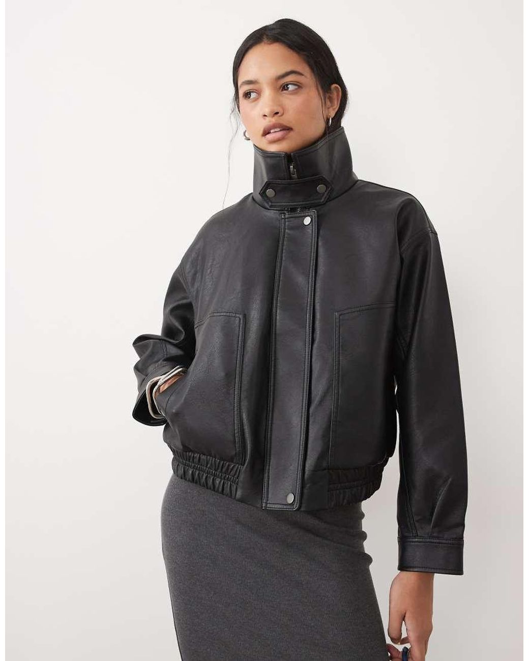 Abercrombie & Fitch Black Funnel Neck Bomber Jacket